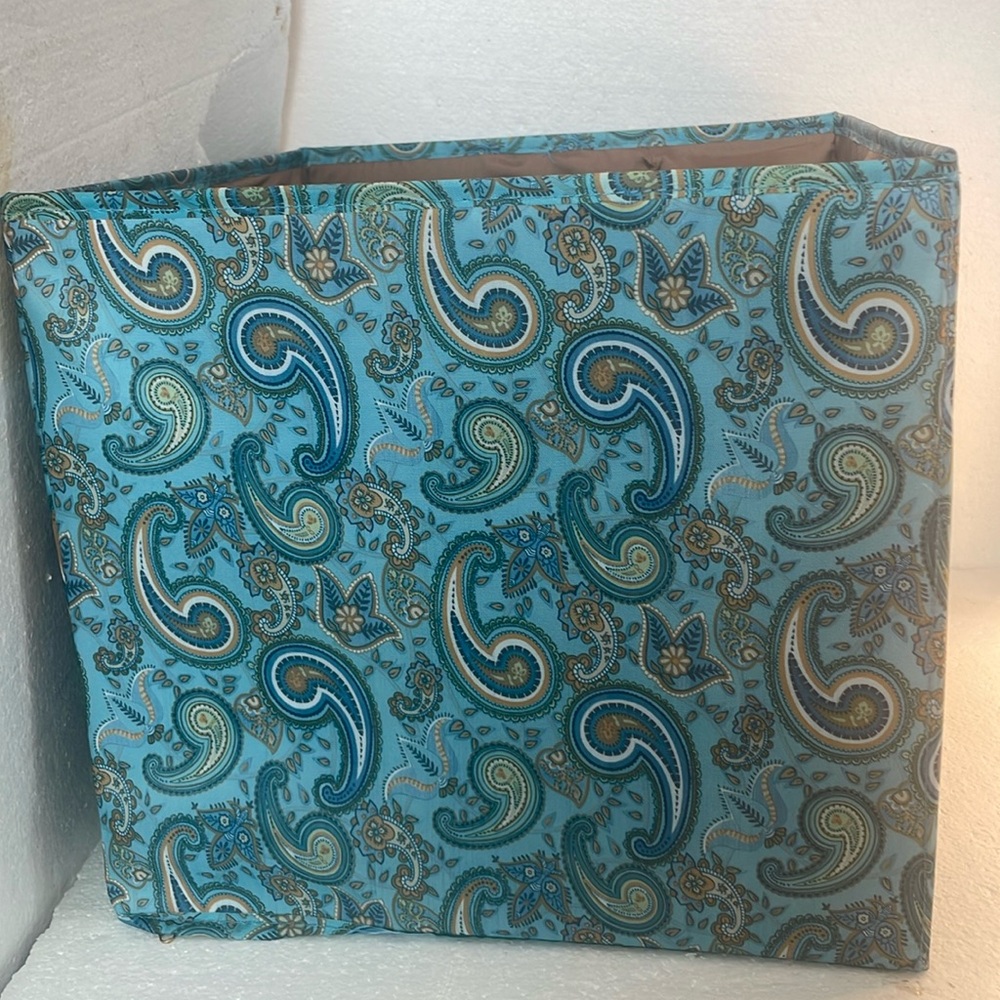 Joy Mangano collapsible storage cube organizer Paisley floral compartments zip